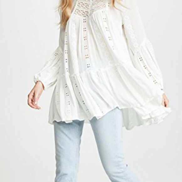 Free People White Lace Kiss Kiss Biho Tunic - Picture 3 of 11